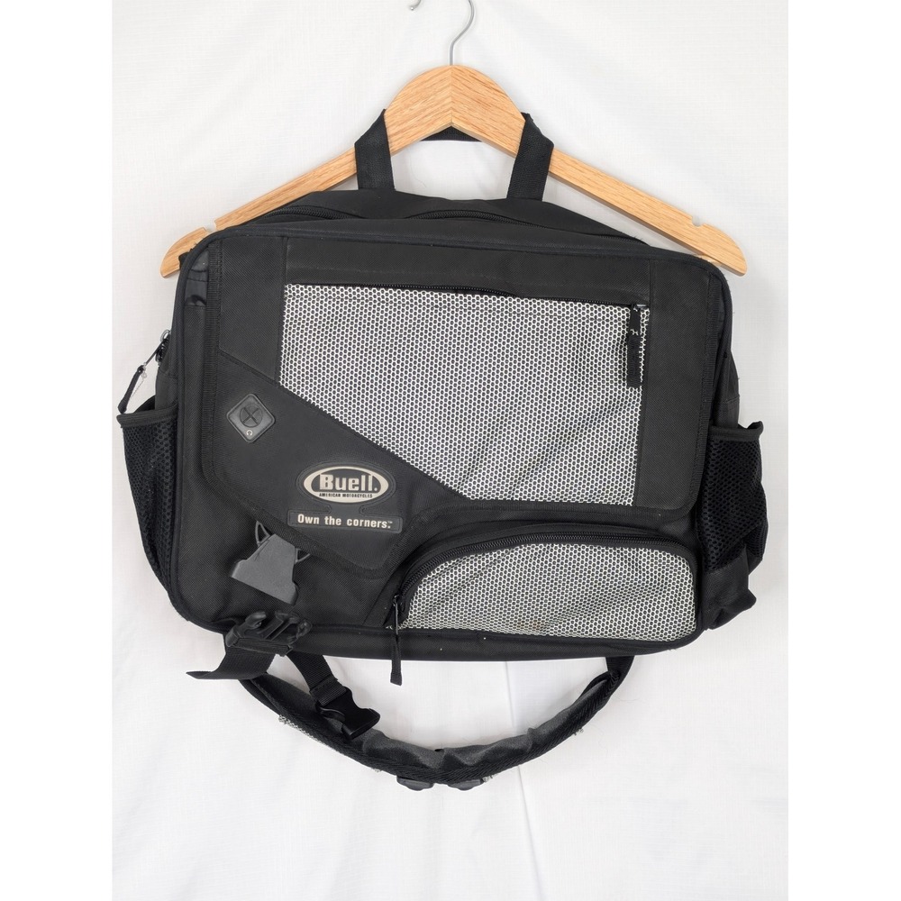 Buell Messenger Laptop Bag Black Motorcycle Shoulder Briefcase Travel 15x12